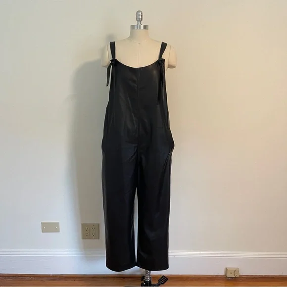 Anthropologie Faux Leather Jumpsuit